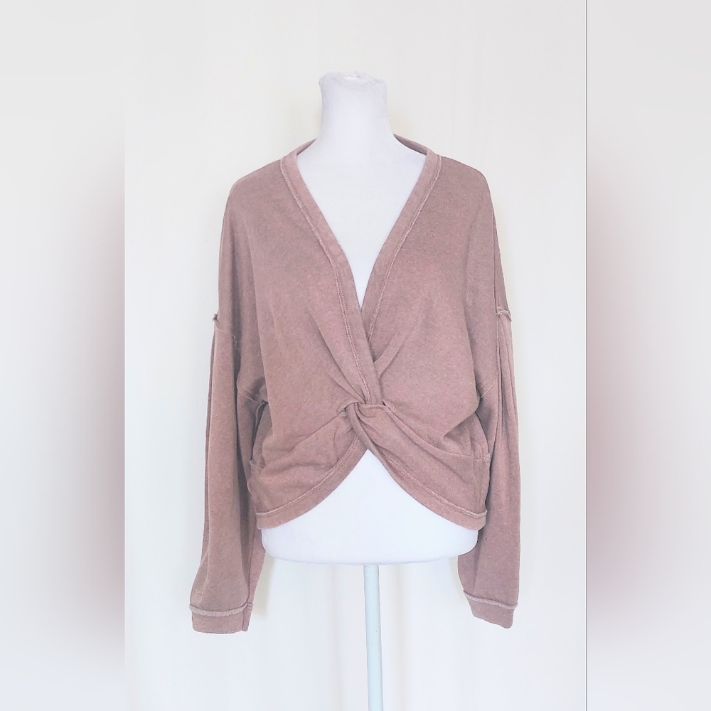 Ocean Drive Twisted Knit Long Sleeve Top Purple Size Small
